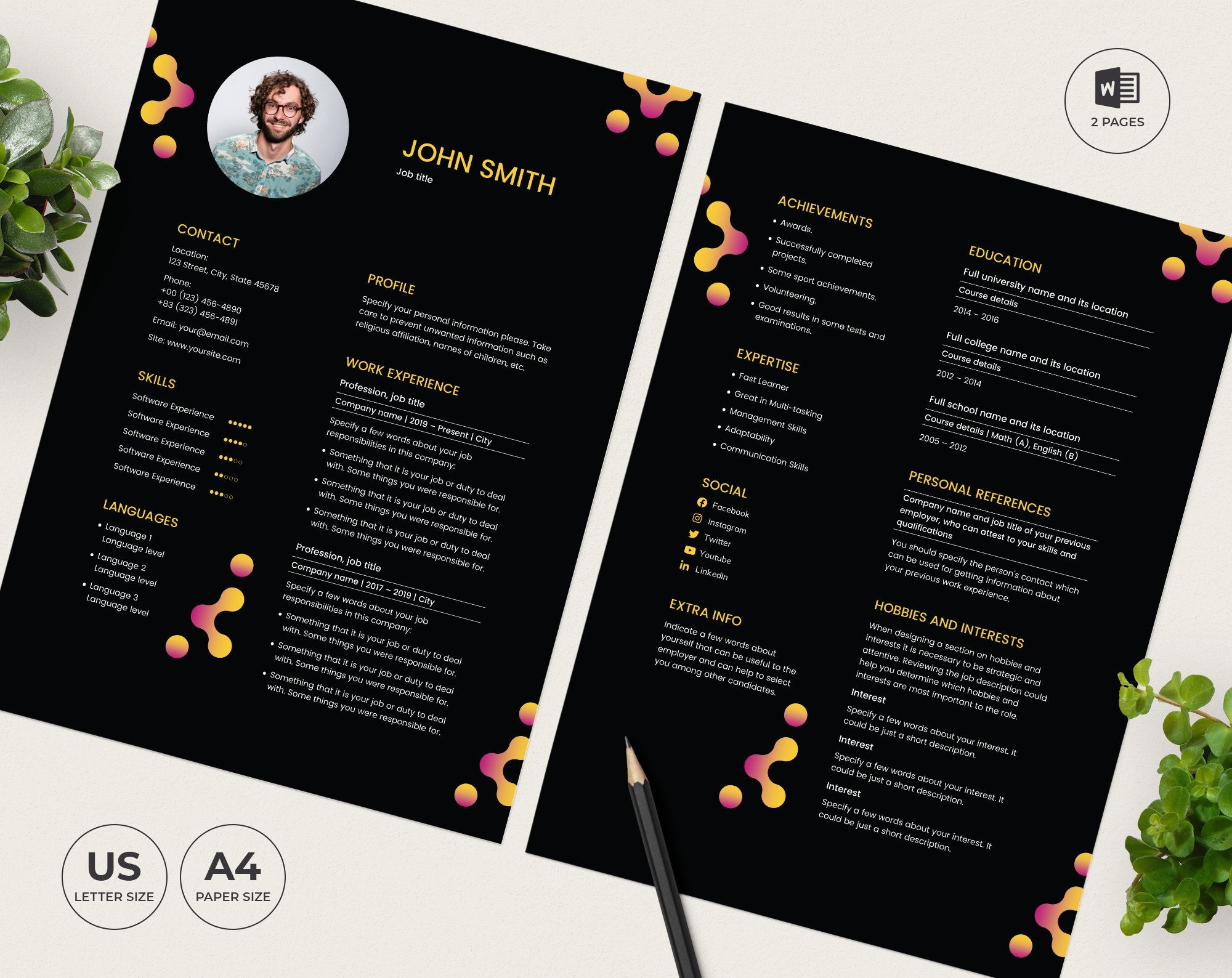 Boutique Resume Template CV - Amber Digital